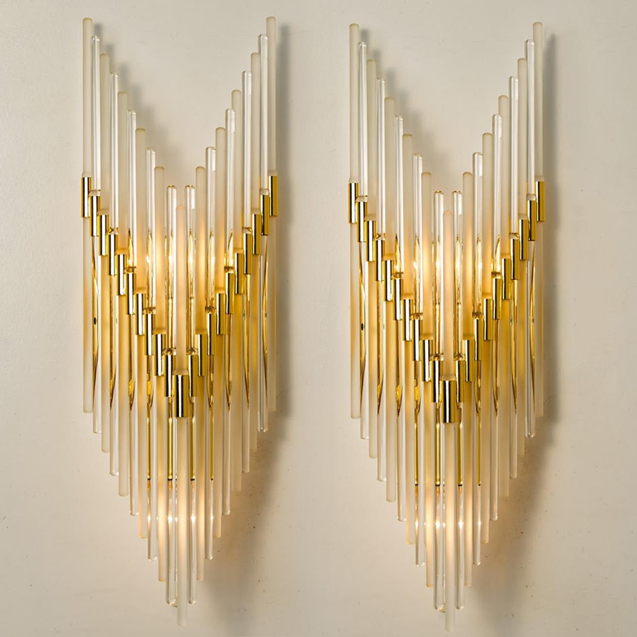 Late 20th Century Modern Sciolari Glass Rod Waterfall Wall Sconces for Lightolier, 1970