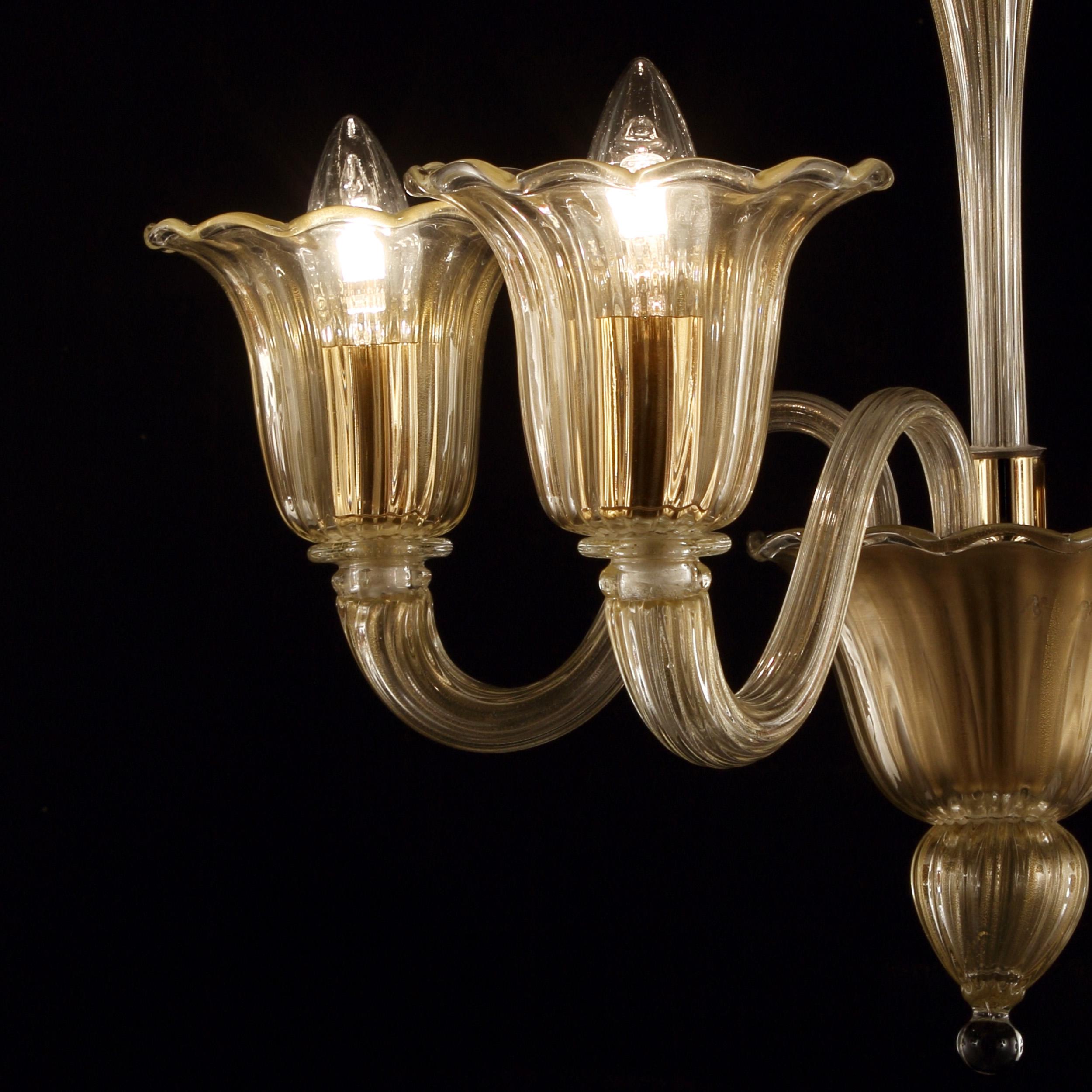 Altro Applique moderna a 2 bracci, vetro di Murano a foglia d'oro Rigadin di Multiforme in stock in vendita