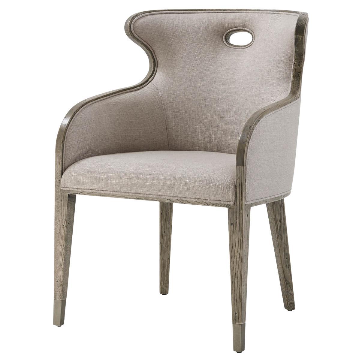 Modern Scoop Back Dining Chair, Greyed Oak For Sale