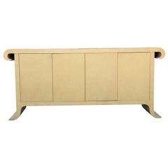 Modern Scroll Top Cream Sideboard or Credenza in the Style of Karl Springer