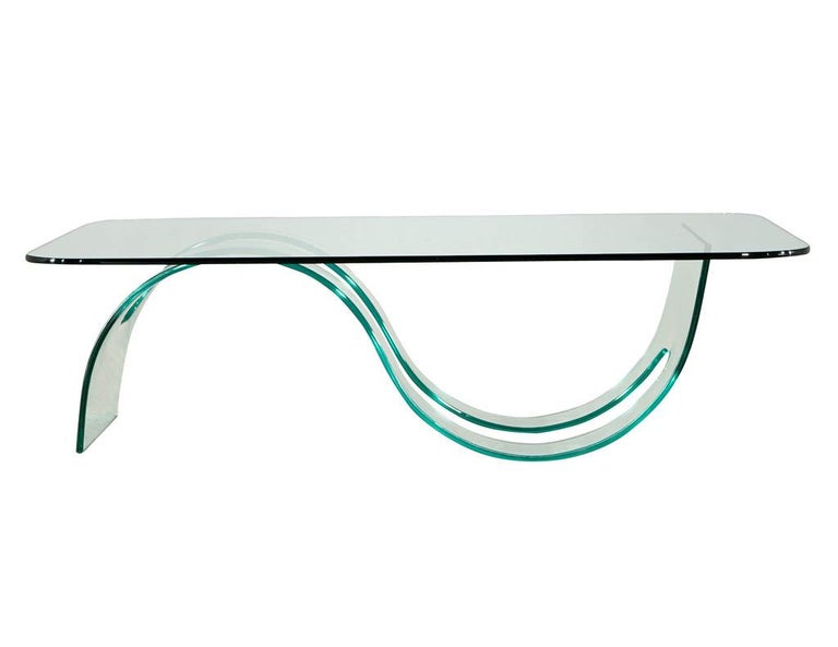 Modern Sculpted Curved Glass Coffee Table For Sale at 1stDibs