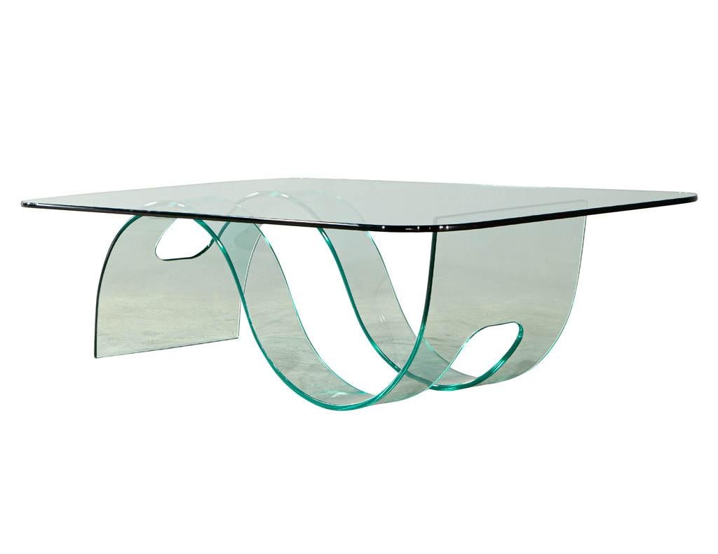 Modern Sculpted Curved Glass Coffee Table For Sale 3