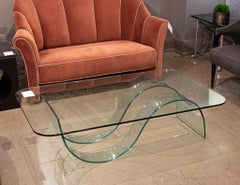 Modern Sculpted Curved Glass Coffee Table