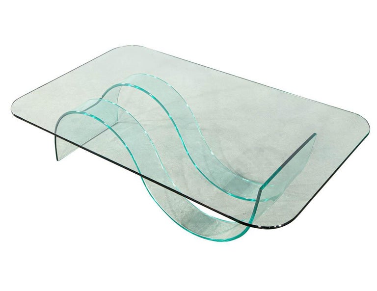 Modern Sculpted Curved Glass Coffee Table For Sale at 1stDibs