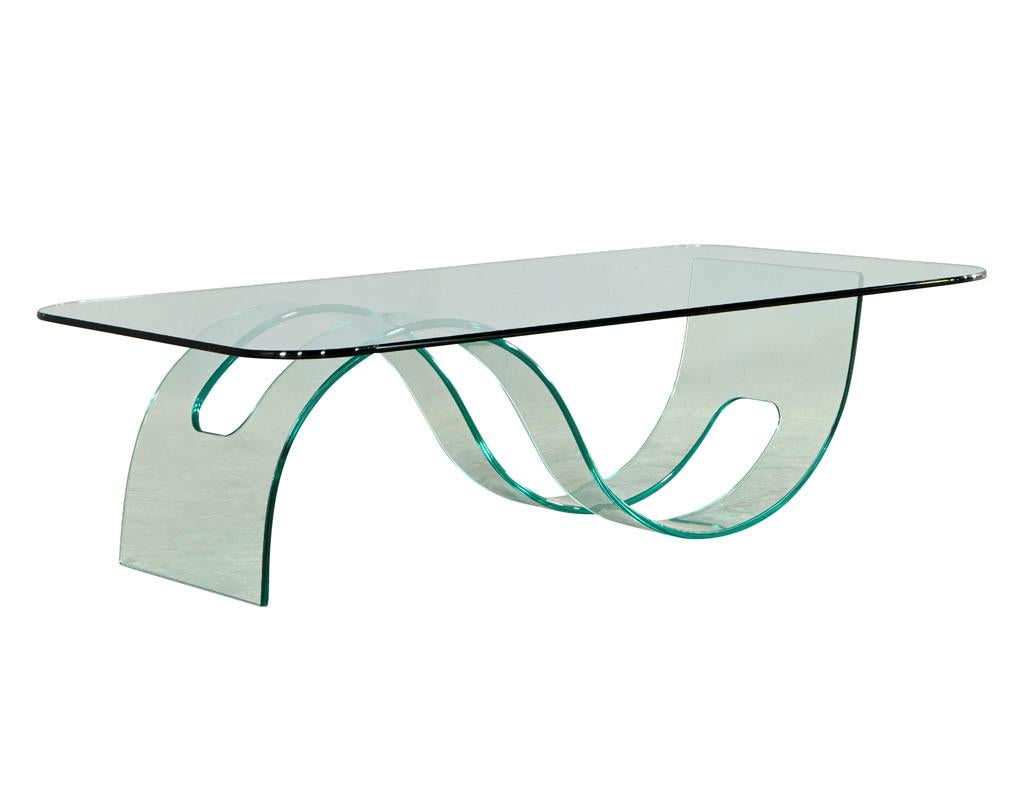 Modern Sculpted Curved Glass Coffee Table For Sale 1