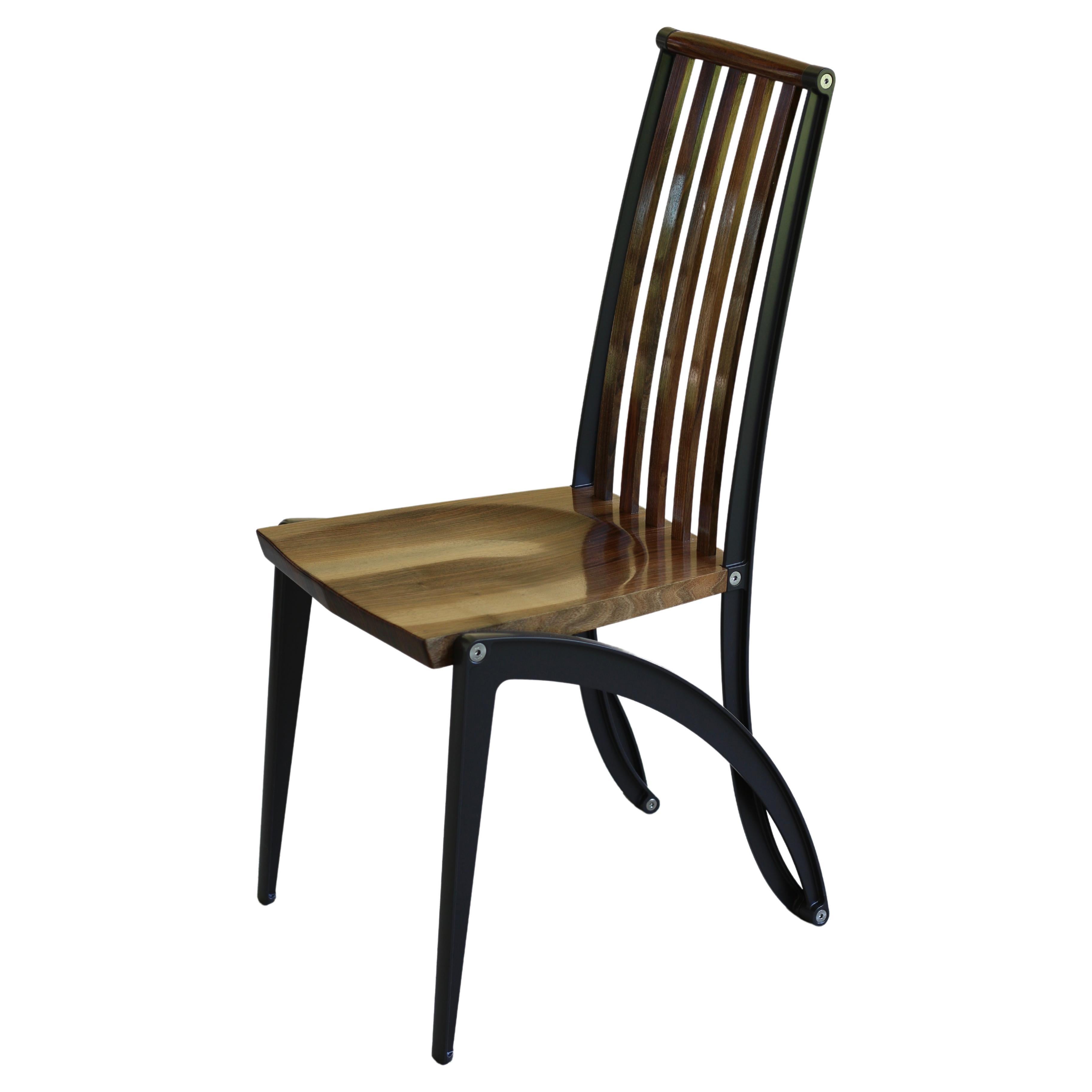 Contemporary Walnut and Aluminium Dining Chair For Sale