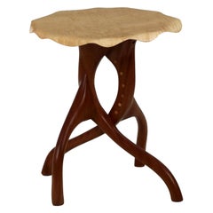 Modern Sculpted Sapele and Maple Side Table