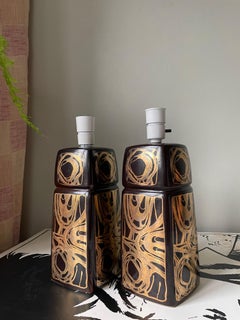 Hiort Petersen Golden Decor Modernist Table Lamps, 1960s