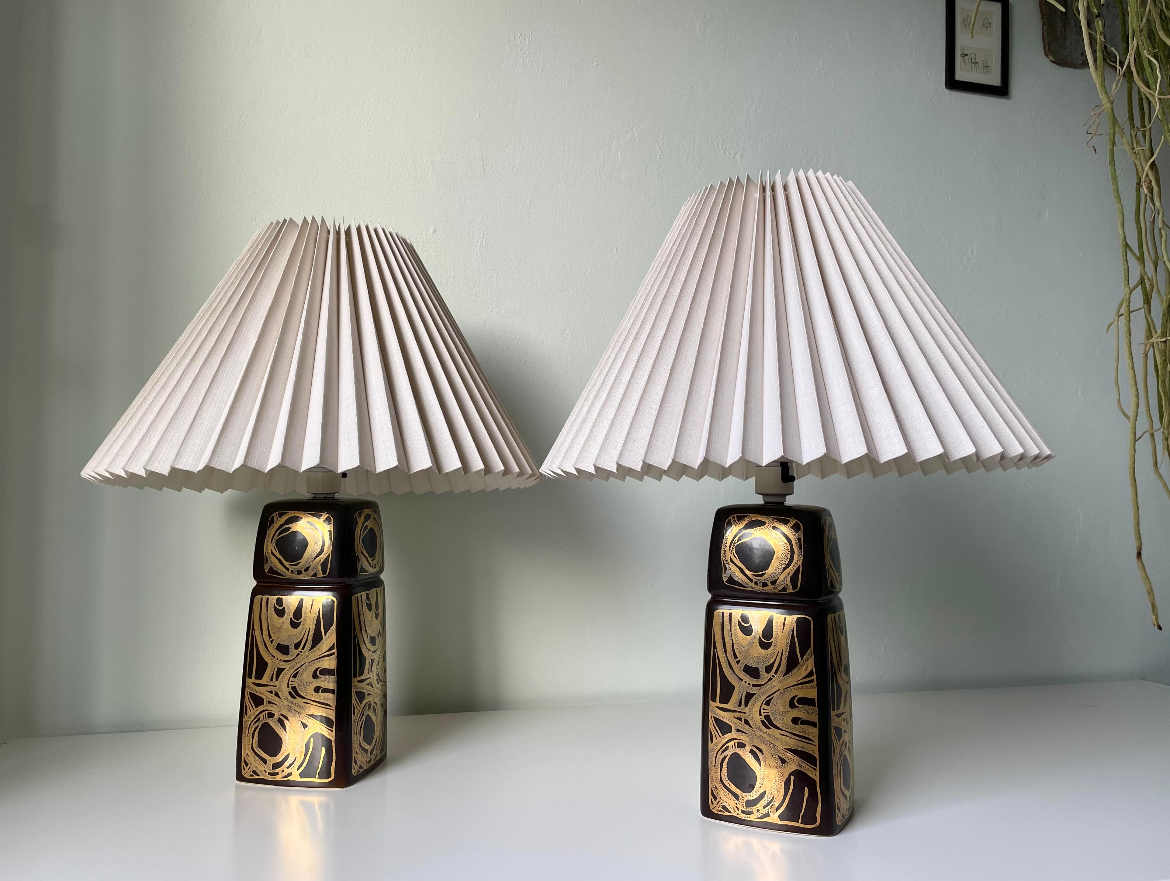 20th Century Hiort Petersen Golden Decor Modernist Table Lamps, 1960s For Sale
