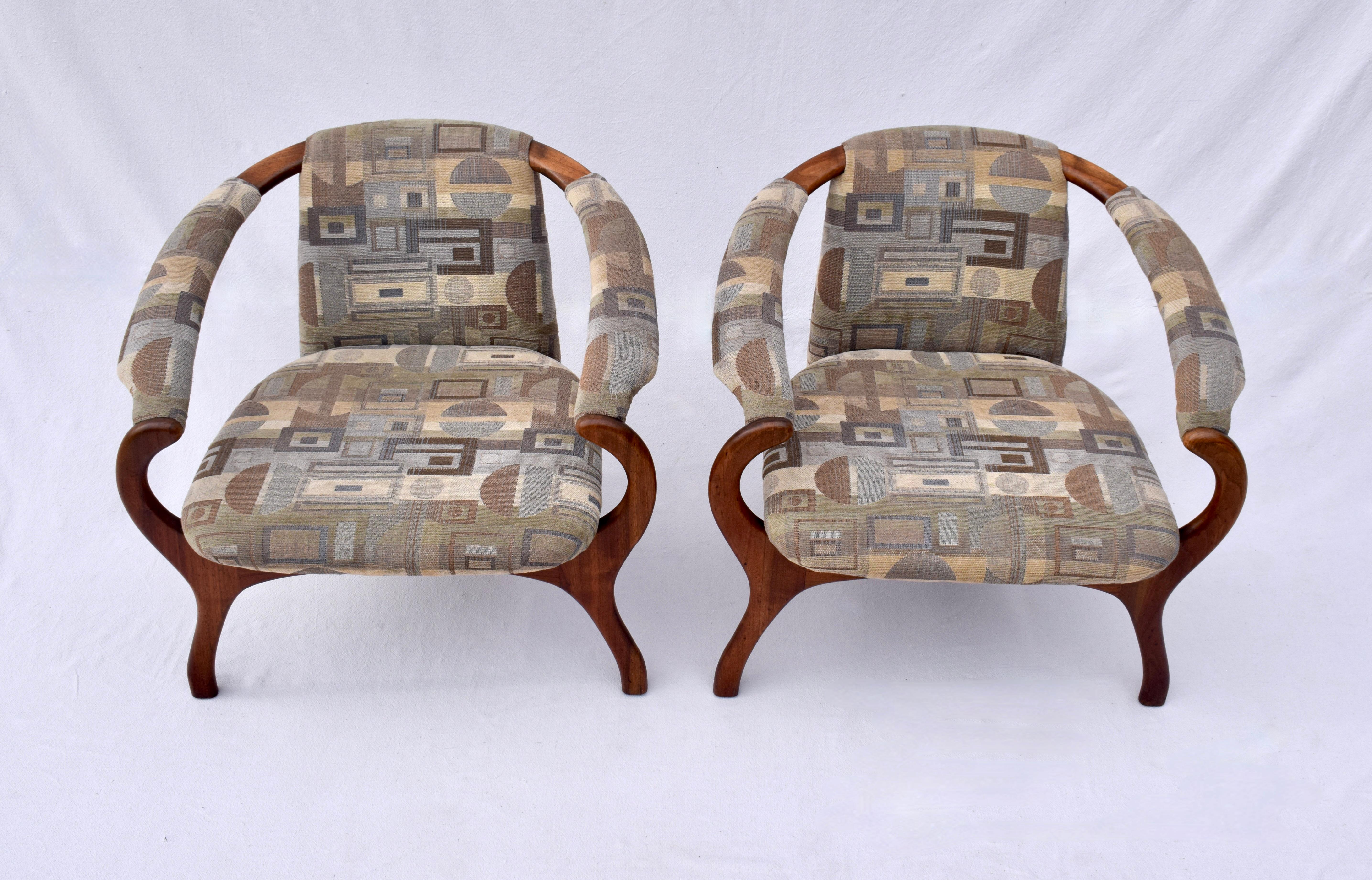 Mid-Century Modern Modern Sculptural Arm Chairs Attributed to Adrian Pearsall For Sale