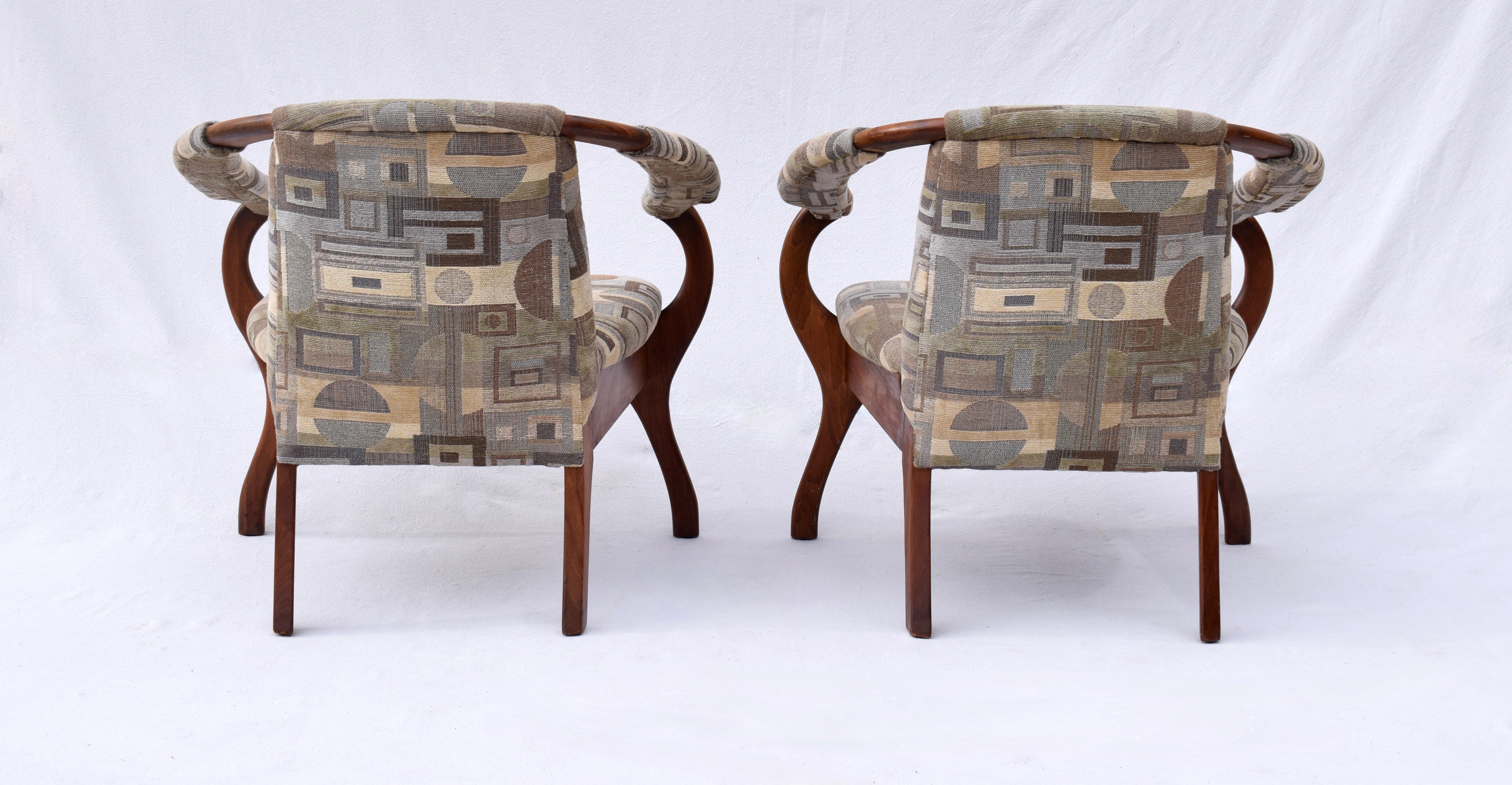 Upholstery Modern Sculptural Arm Chairs Attributed to Adrian Pearsall For Sale