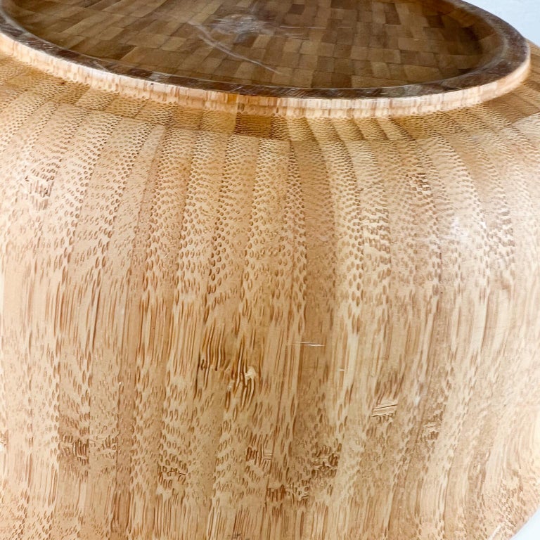 Modern Sculptural Bamboo Salad Fruit Serving Bowl For Sale at 1stDibs