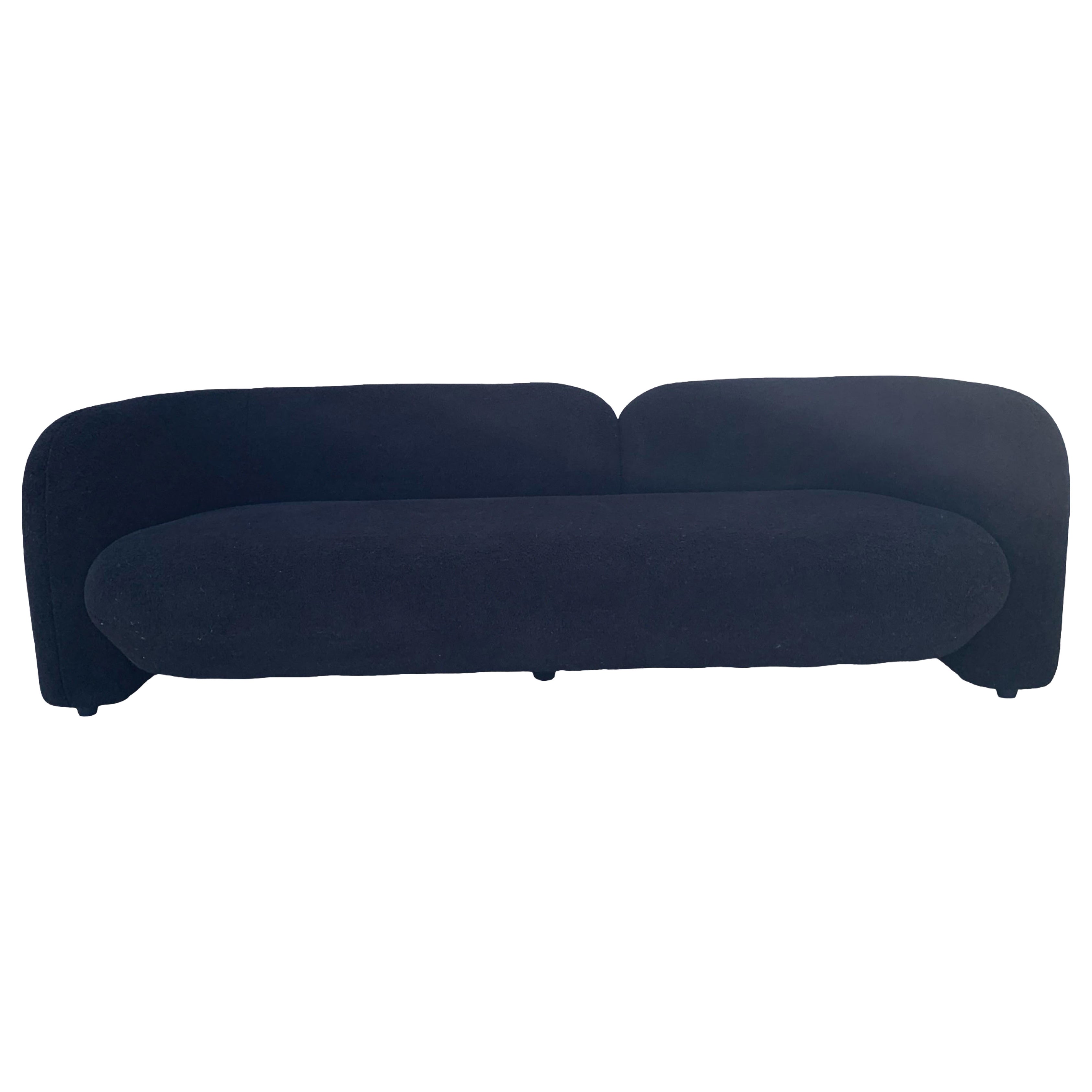Modern Sculptural Black Soft Bouclé Sofa, Fabric, 2020s