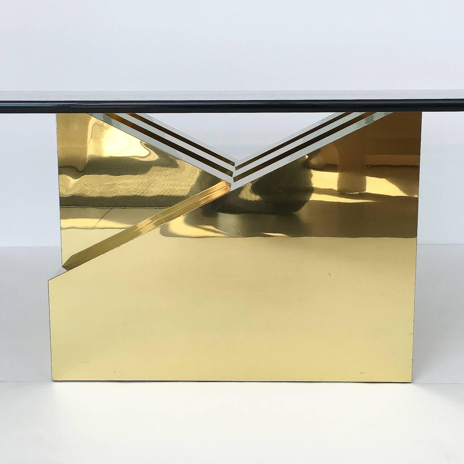 American Modern Sculptural Brass Coffee Table