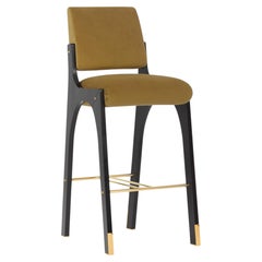 Modern sculptural brown velvet armless Arches II counter stool by InsidherLand