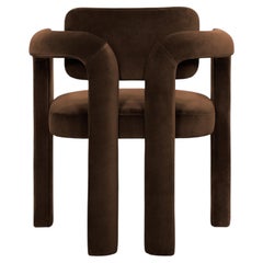 Modern sculptural brown velvet Double Arch dining chair by InsidherLand