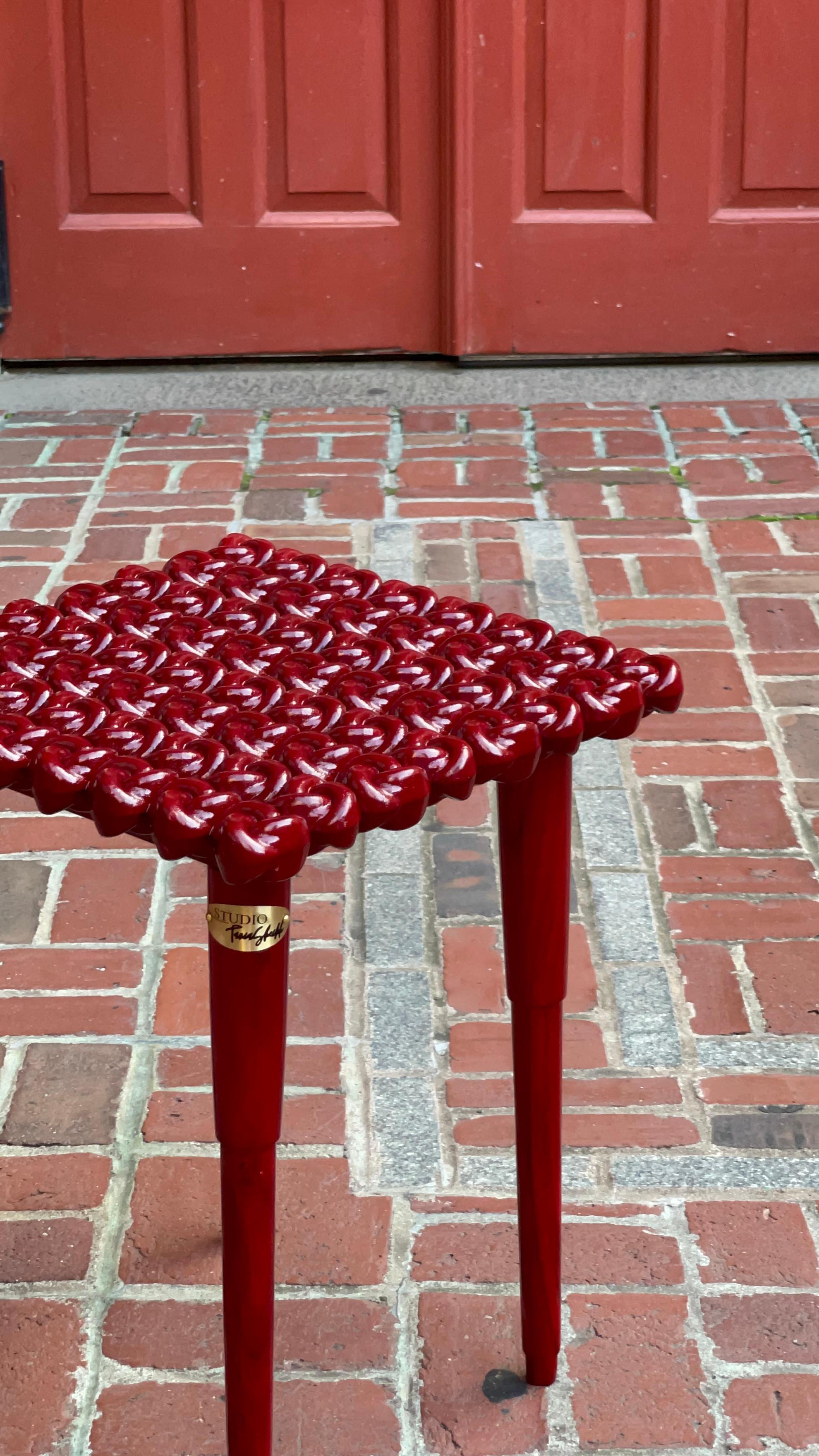 Modern Sculptural Burgundy Knot Table - Hand Finished - Conceptual Art For Sale 4