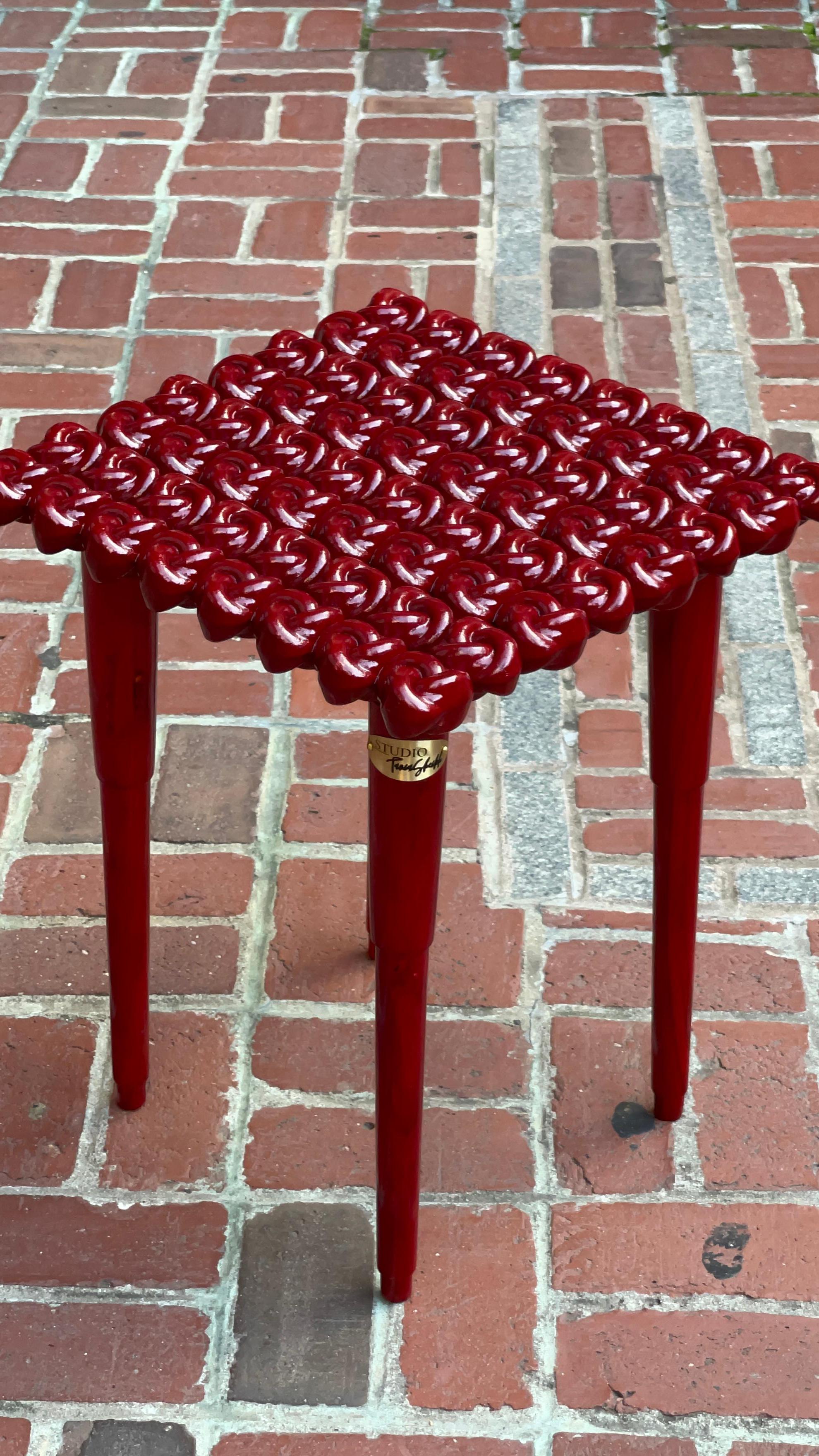 Modern Sculptural Burgundy Knot Table - Hand Finished - Conceptual Art For Sale 5