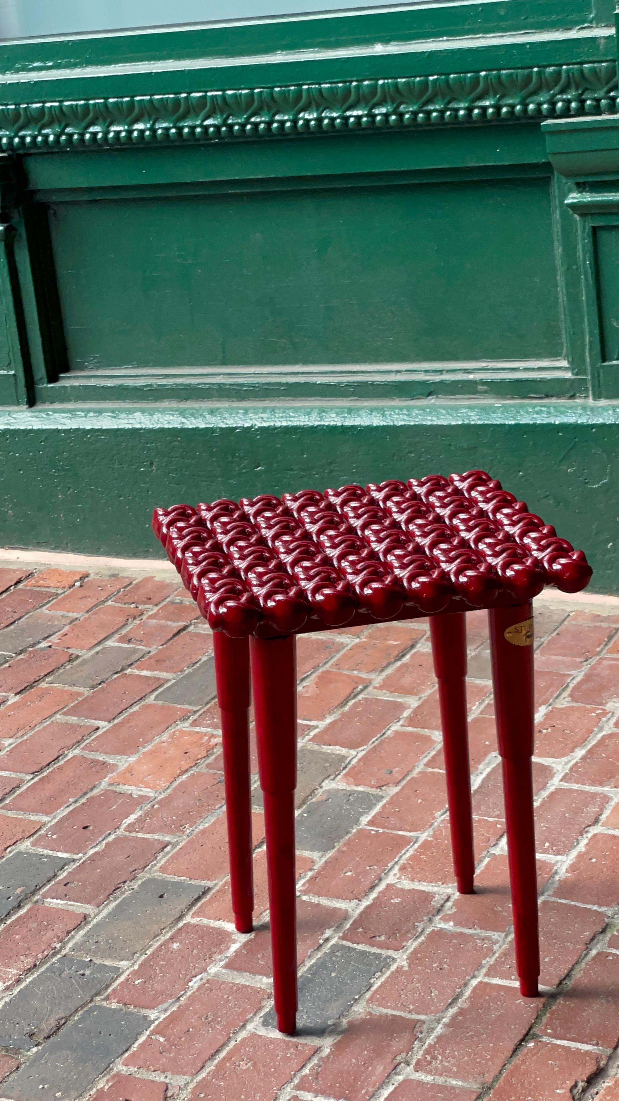 Hand-Crafted Modern Sculptural Burgundy Knot Table - Hand Finished - Conceptual Art For Sale