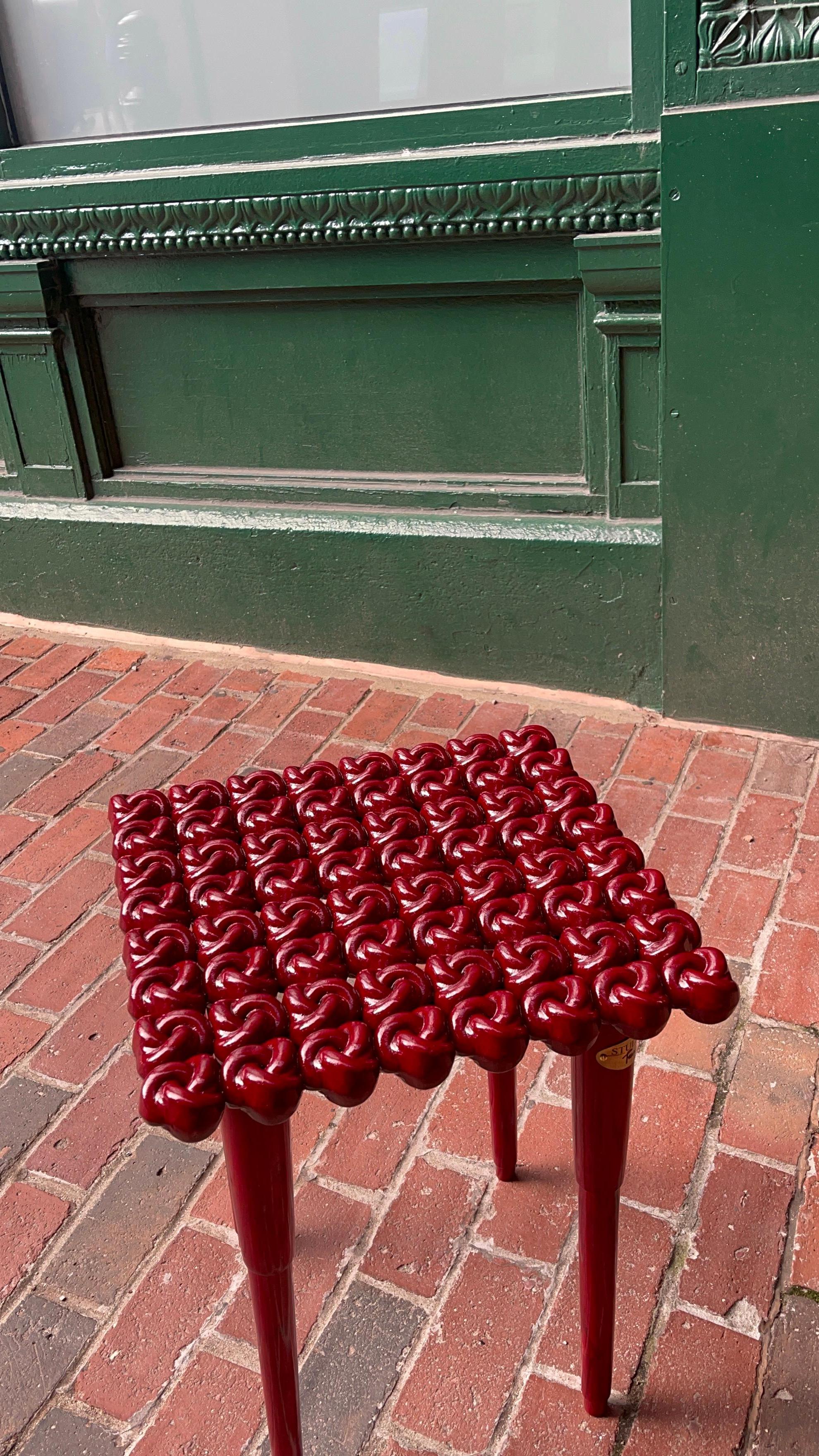 Modern Sculptural Burgundy Knot Table - Hand Finished - Conceptual Art In New Condition For Sale In Mississauga, Ontario