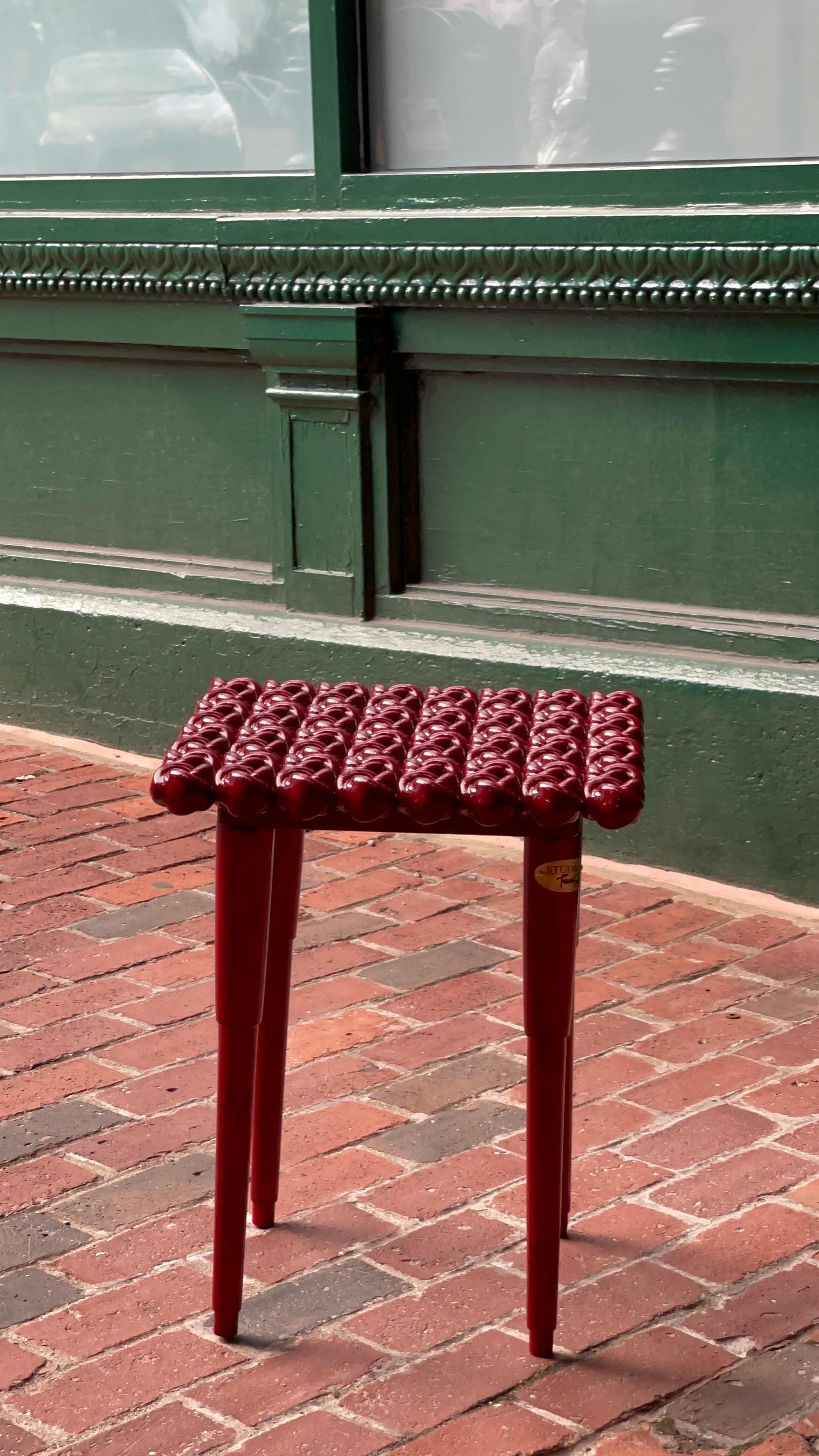 Contemporary Modern Sculptural Burgundy Knot Table - Hand Finished - Conceptual Art For Sale
