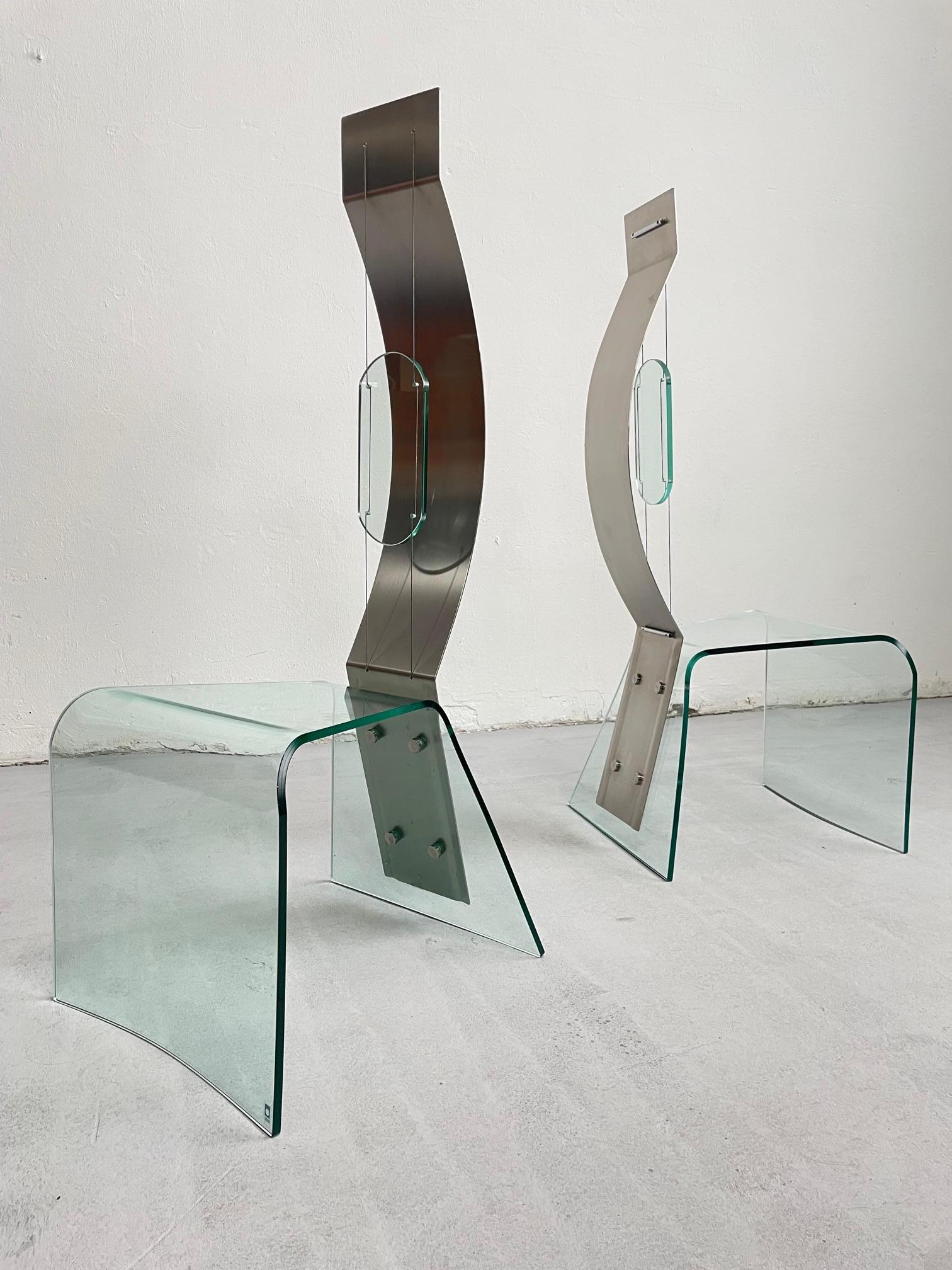 Sculptural Chair Zero by Marco Baldanello, Glass and Steel, Italy 1990's In Good Condition For Sale In Zagreb, HR