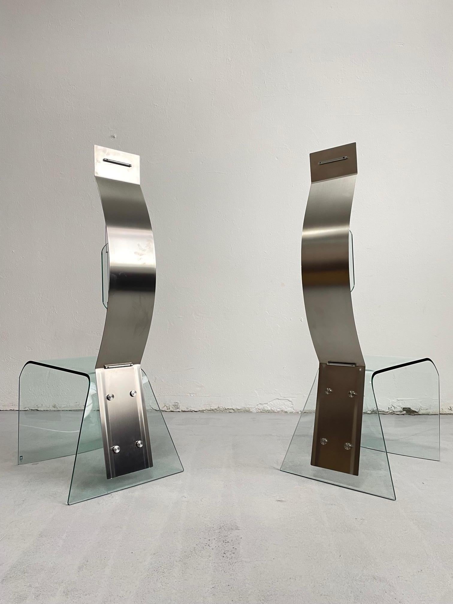 Sculptural Chair Zero by Marco Baldanello, Glass and Steel, Italy 1990's For Sale 1