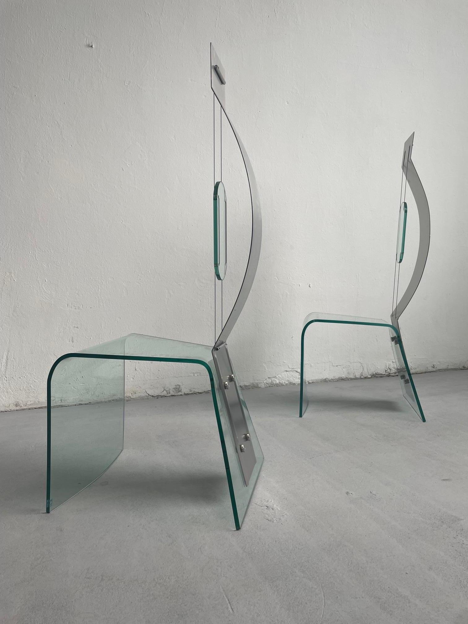 Sculptural Chair Zero by Marco Baldanello, Glass and Steel, Italy 1990's For Sale 2
