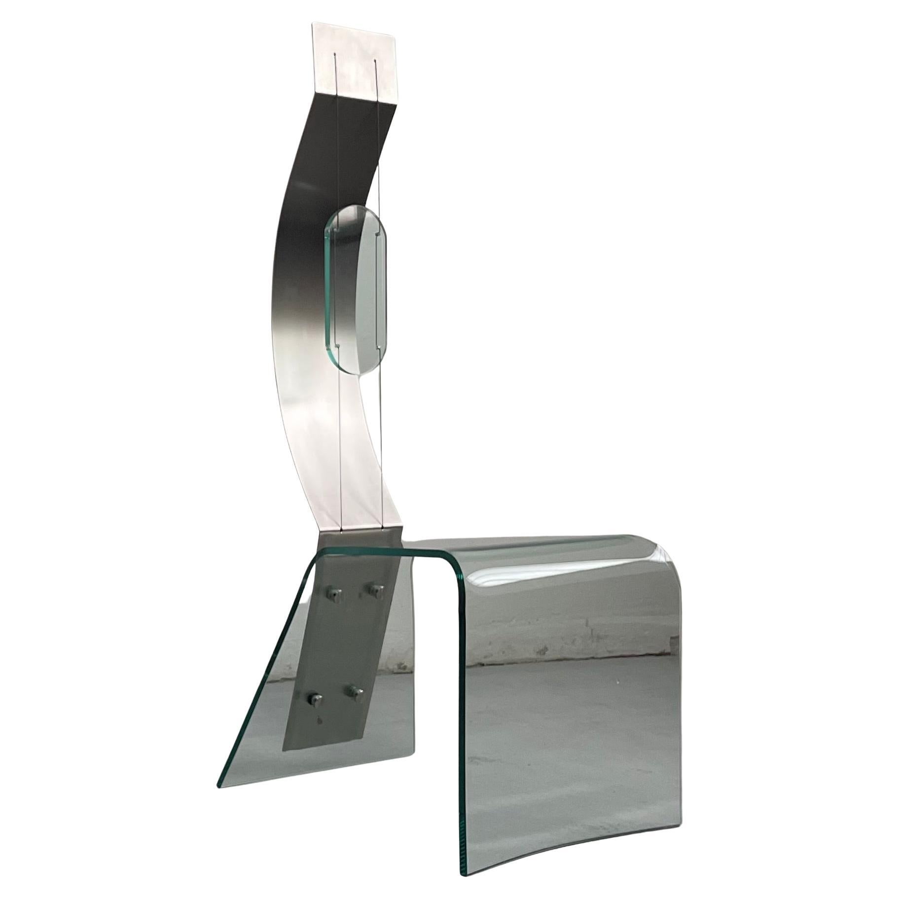 Sculptural Chair Zero by Marco Baldanello, Glass and Steel, Italy 1990's