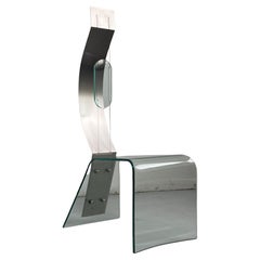 Sedia scultorea Zero di Marco Baldanello, vetro e acciaio, Italia anni '90
