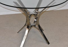 Modern Sculptural Chrome and Glass Round Table by Roger Sprunger for Dunbar