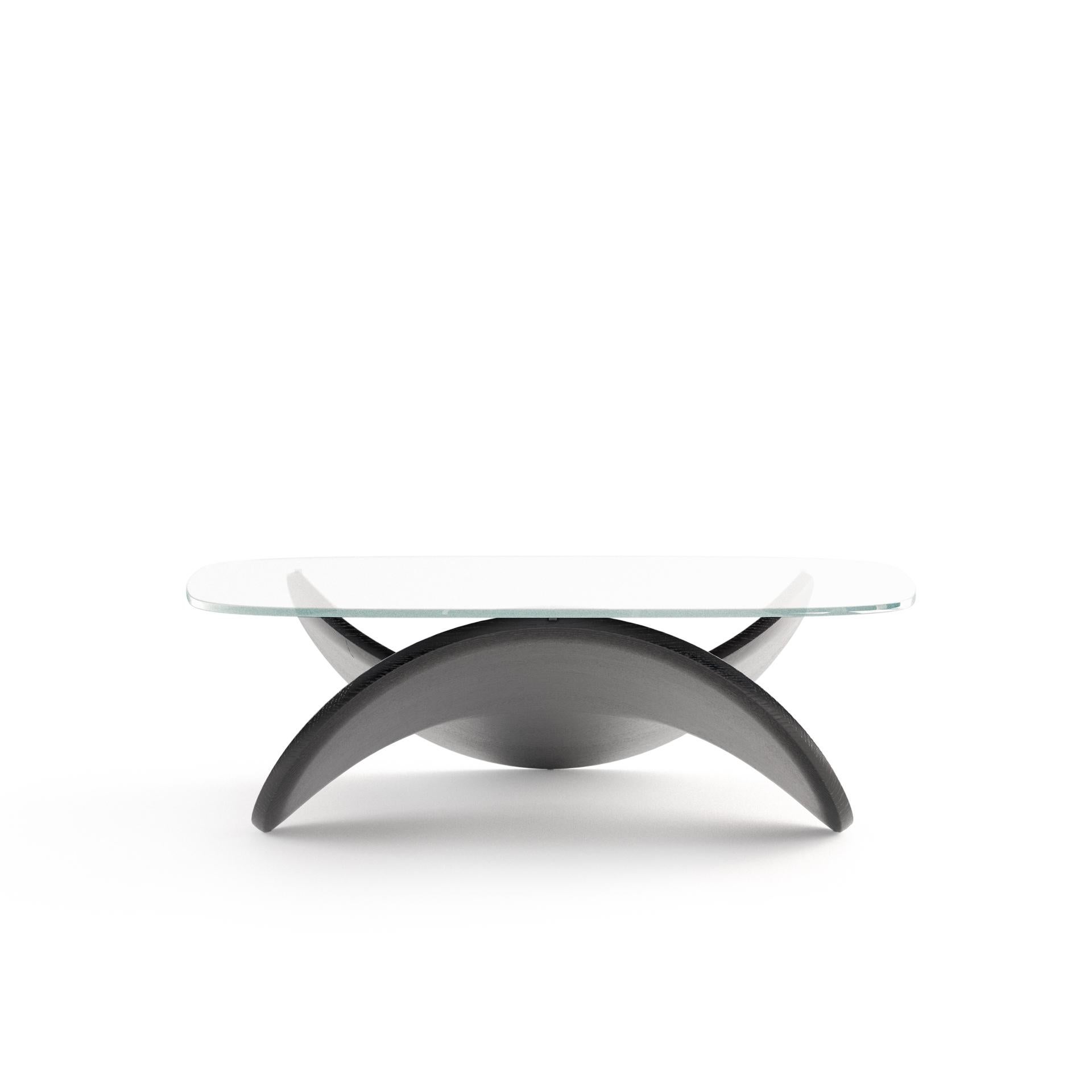 Modern Sculptural Cofee Table from Italy in Black Solid Ash Wood, Limited In New Condition For Sale In Milano, IT