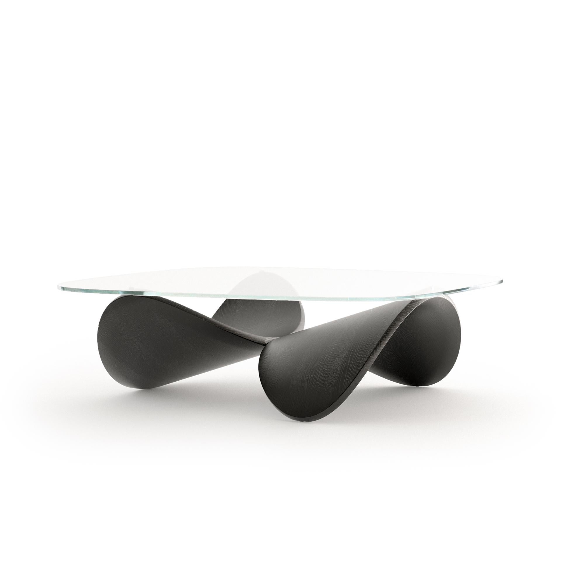 Contemporary Modern Sculptural Cofee Table from Italy in Black Solid Ash Wood, Limited For Sale