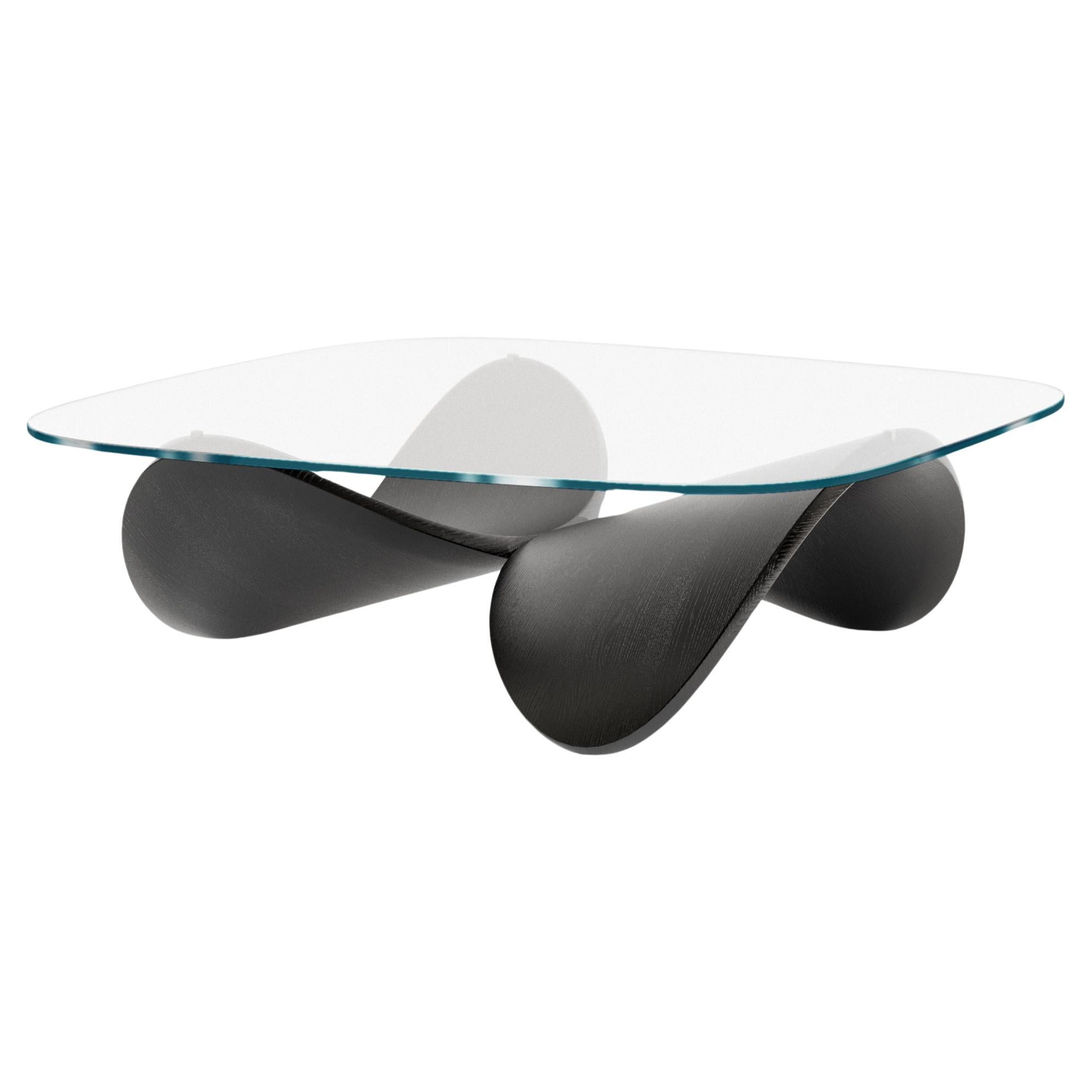 Modern Sculptural Cofee Table from Italy in Black Solid Ash Wood, Limited For Sale