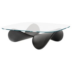 Modern Sculptural Cofee Table from Italy in Black Solid Ash Wood, Limited
