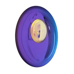 Modern Sculptural Concave Blue Glass French Mirror