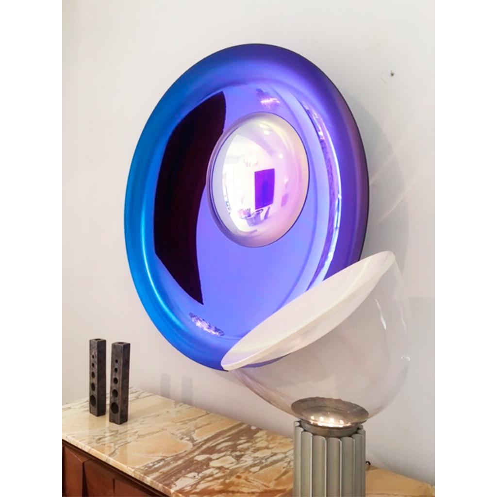 Modern Sculptural Concave Glass French Mirror For Sale 2