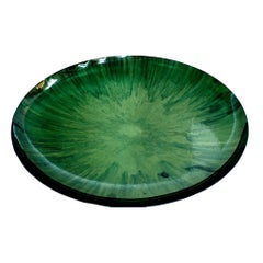 Modern Sculptural Concave Green Glass French Mirror
