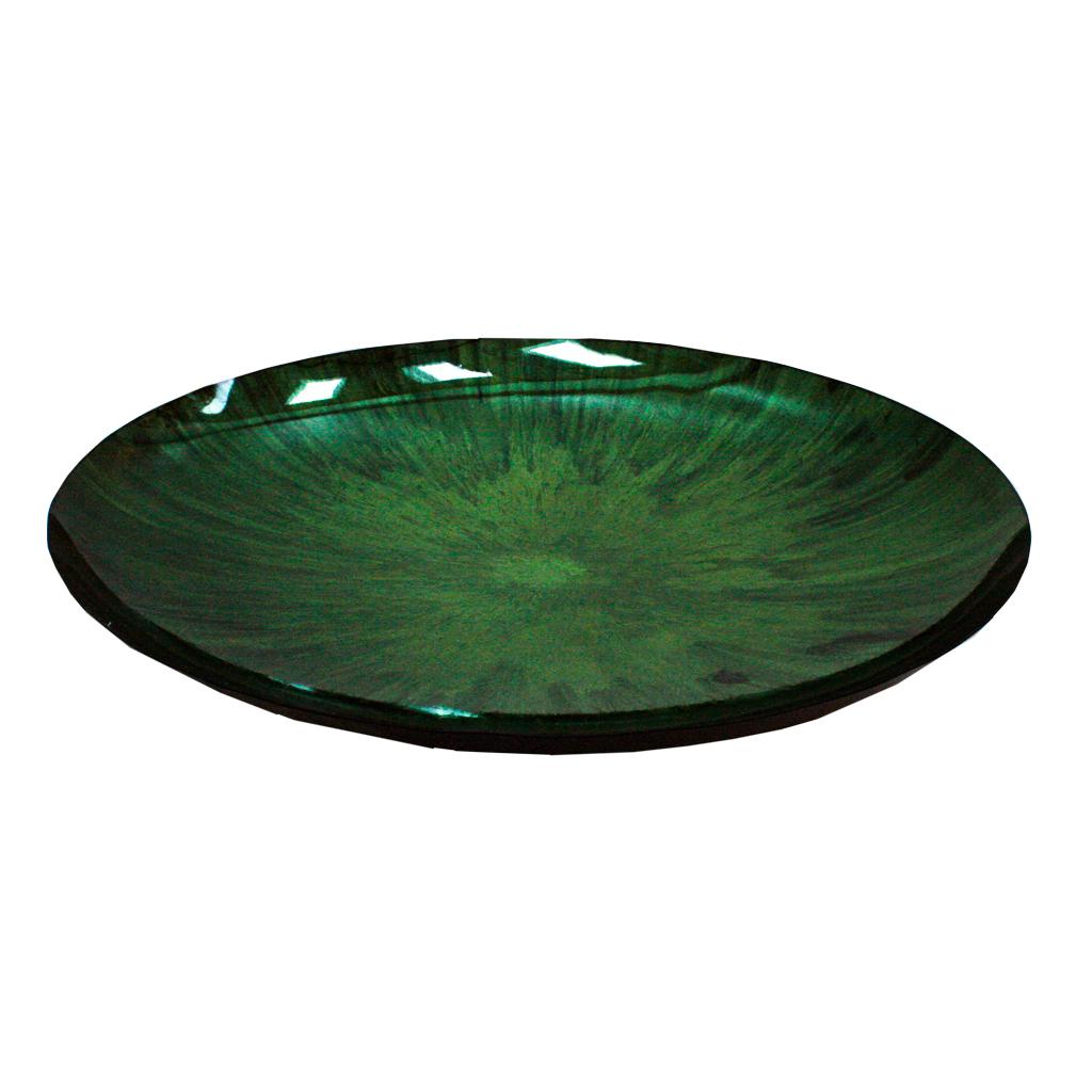 Hand-Carved Modern Sculptural Concave Green Glass French Mirror