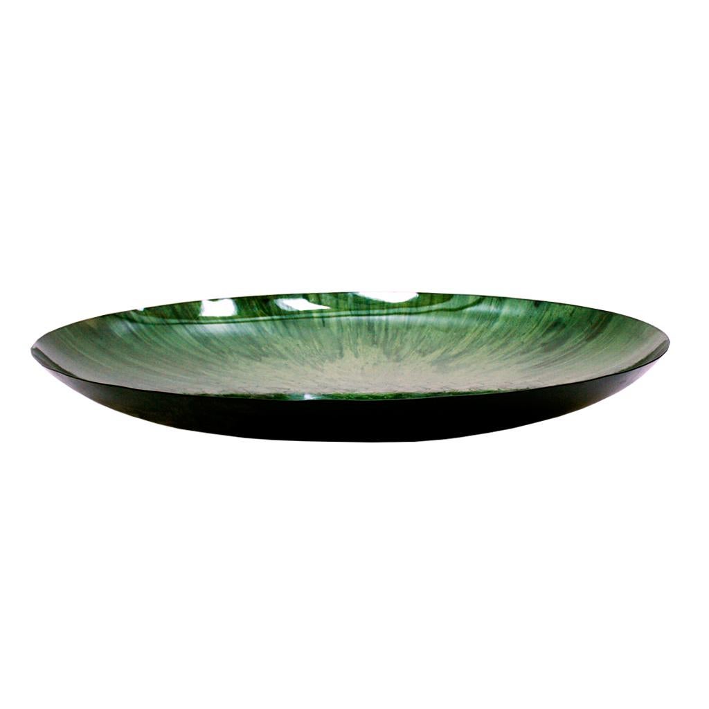 Modern Sculptural Concave Green Glass French Mirror In Excellent Condition In Madrid, ES