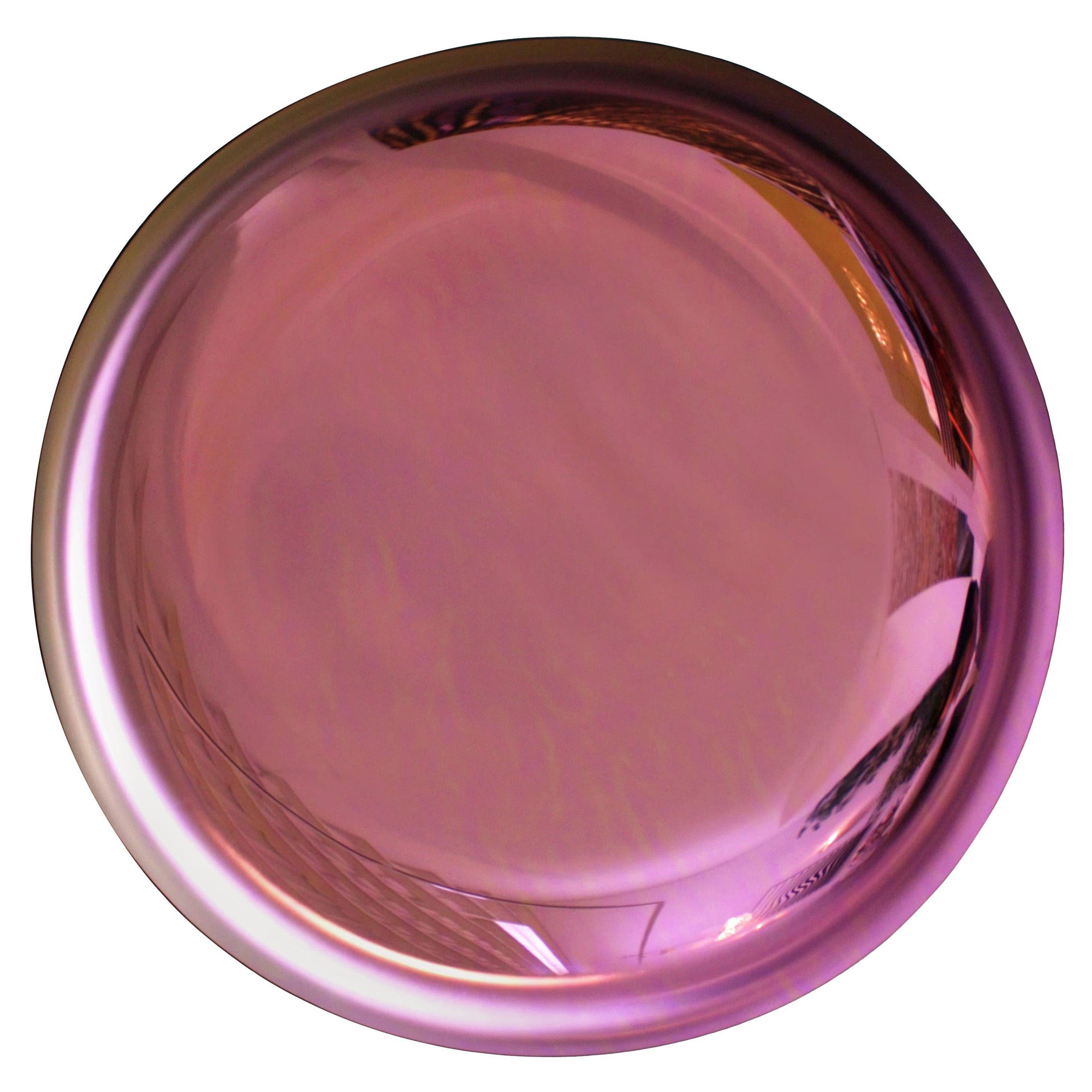 Specchio scultoreo moderno in vetro rosa concavo in vendita