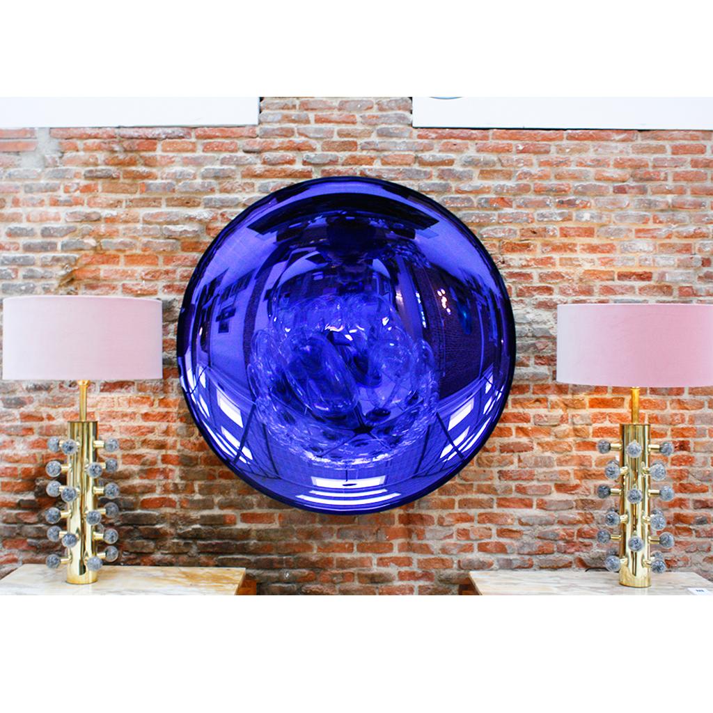 Modern Sculptural Concave Purple Glass French Mirror 4