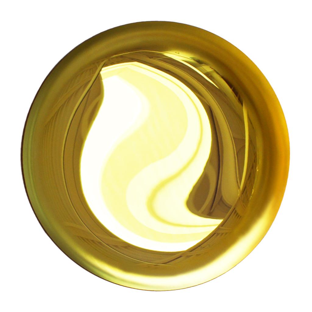 Hand-Carved Modern Sculptural Concave Yellow Glass French Mirror For Sale
