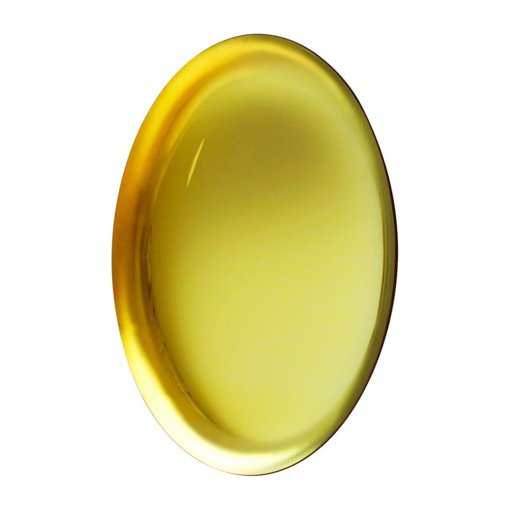Moderne Miroir français sculptural concave en verre jaune en vente