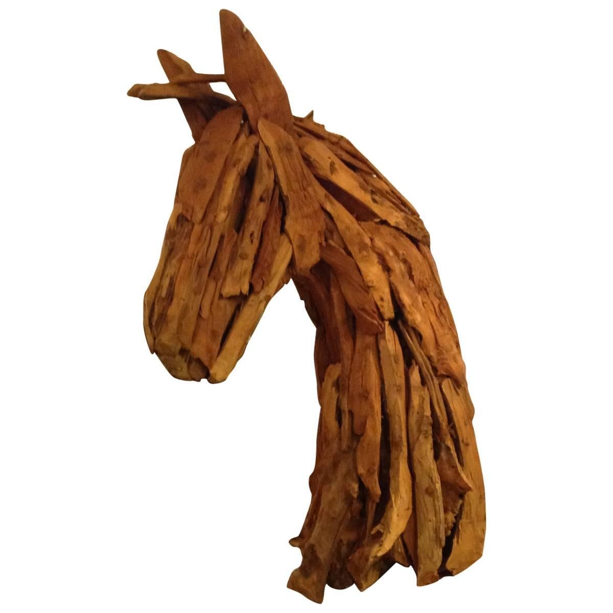 Modern Sculptural Driftwood Horse Head at 1stDibs