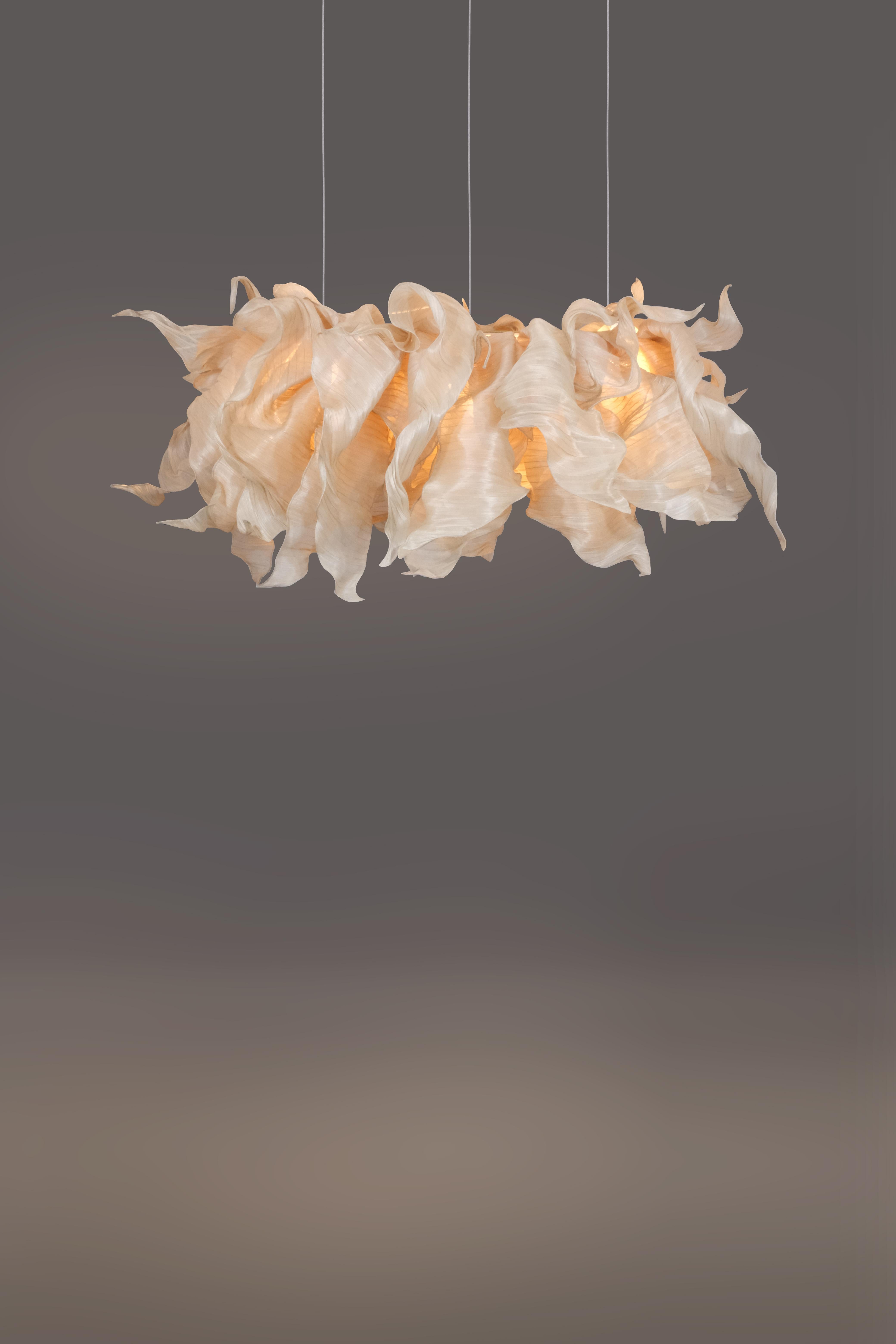 Hand-Woven Modern Sculptural Fabric Collectible Chandelier from Studio Mirei, Supernova For Sale