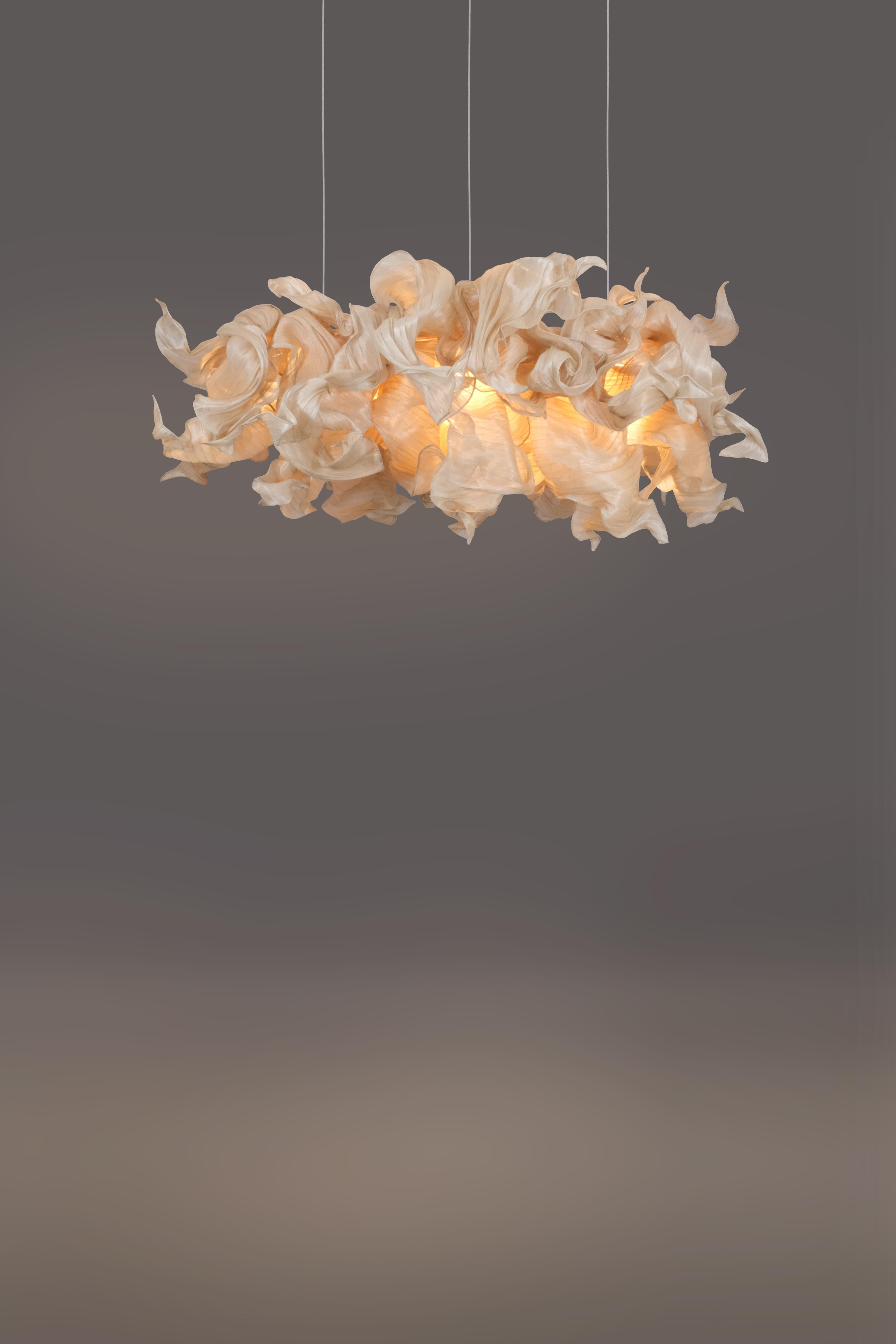 Contemporary Modern Sculptural Fabric Collectible Chandelier from Studio Mirei, Supernova For Sale