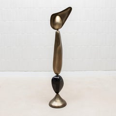 Modern Sculptural Floor Lamp in Patina Brass with Black Shell by KIFU Paris