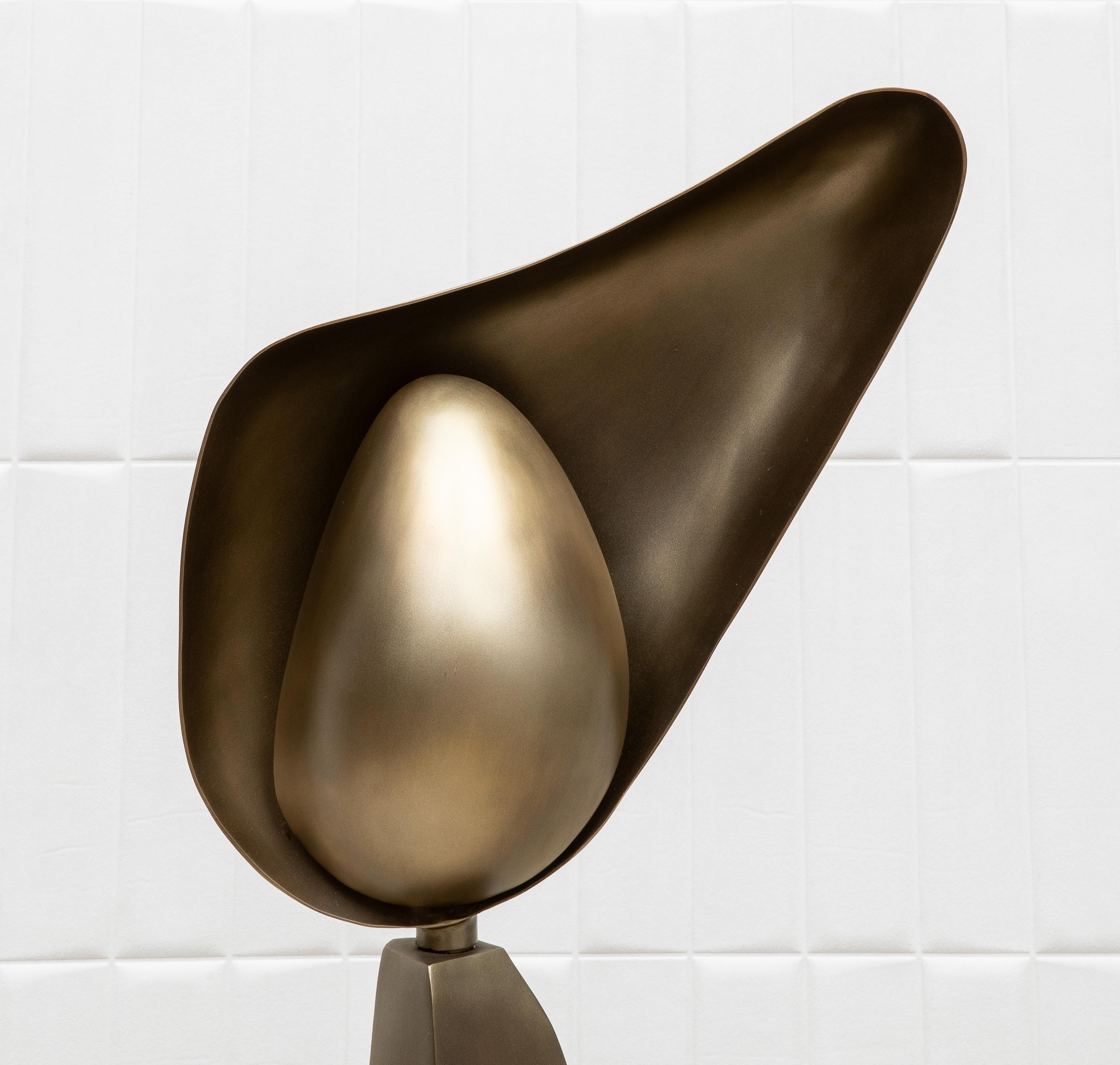 Modern Sculptural Floor Lamp in Patina Brass with Black Shell by KIFU Paris 2