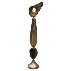 Modern Sculptural Floor Lamp in Patina Brass with Black Shell by KIFU Paris